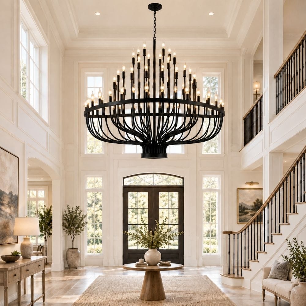 Aldric Large Black Candle Chandelier D60" (152 cm) Modern Chandelier