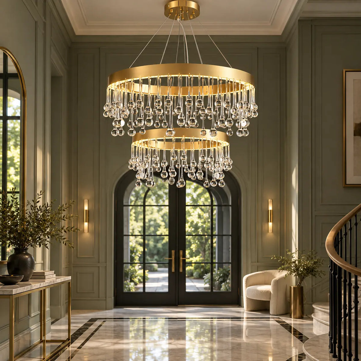 Alvin Gold Ring chandelier 2 Ring - 31.5+23.6'' (80+60cm) / Warm White 3000K Modern Chandelier