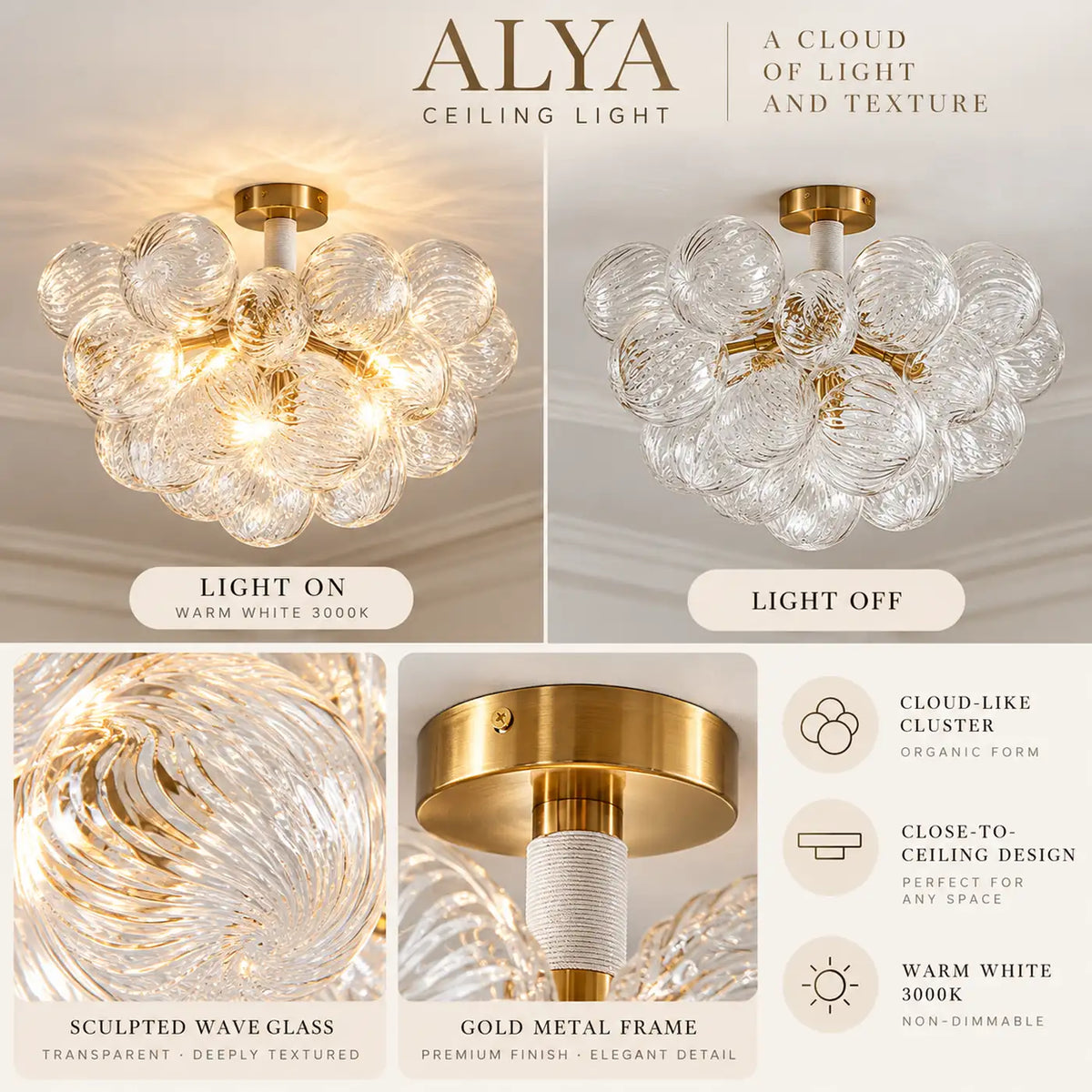 Alya Flush Mount Bubble Chandelier Modern Chandelier