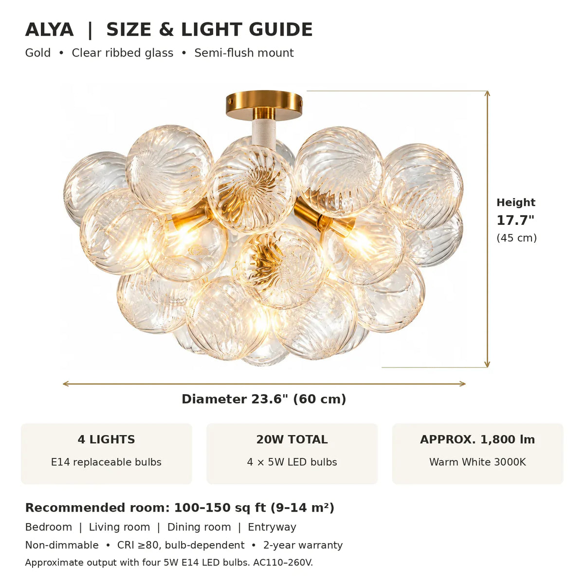 Alya Flush Mount Bubble Chandelier Modern Chandelier