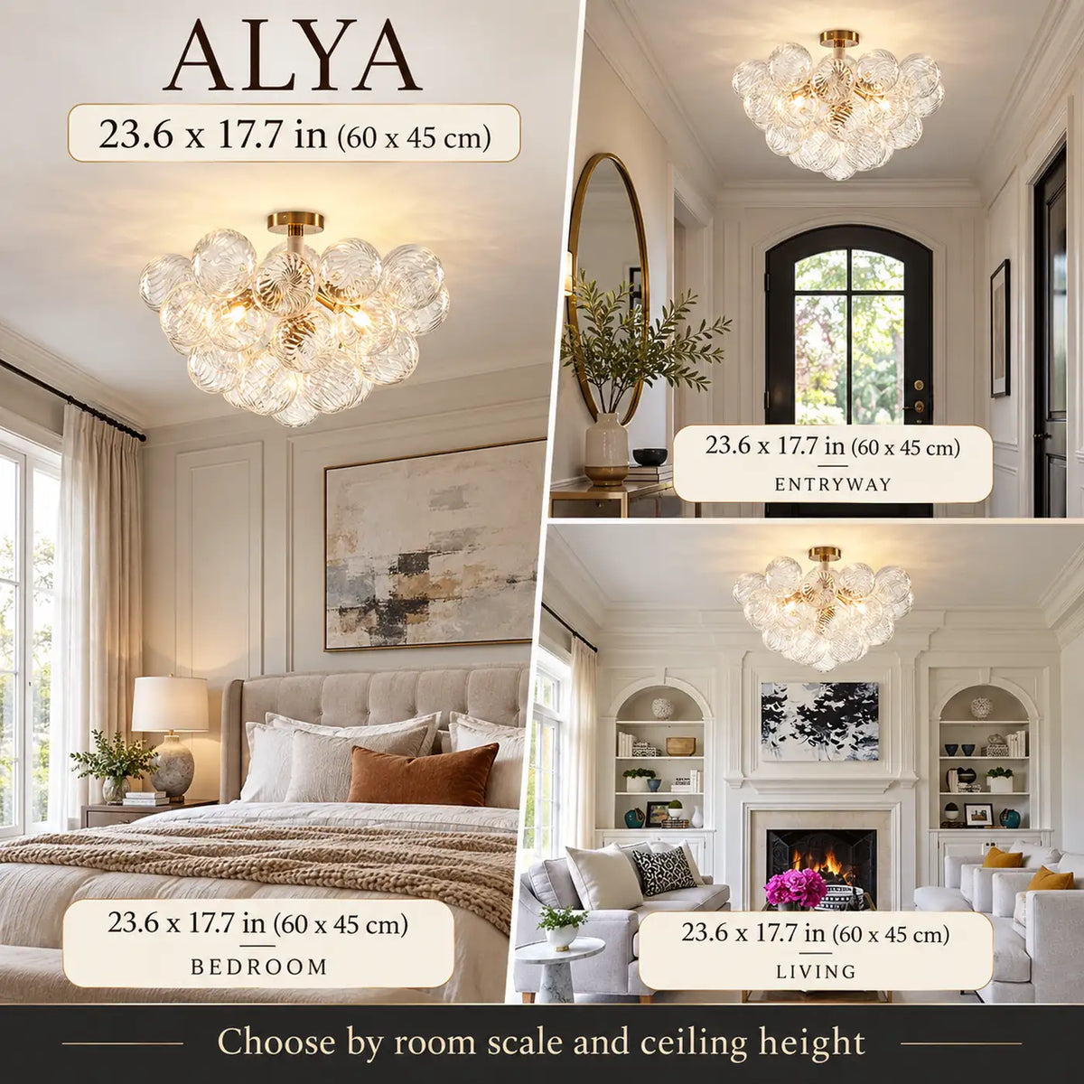 Alya Flush Mount Bubble Chandelier Modern Chandelier