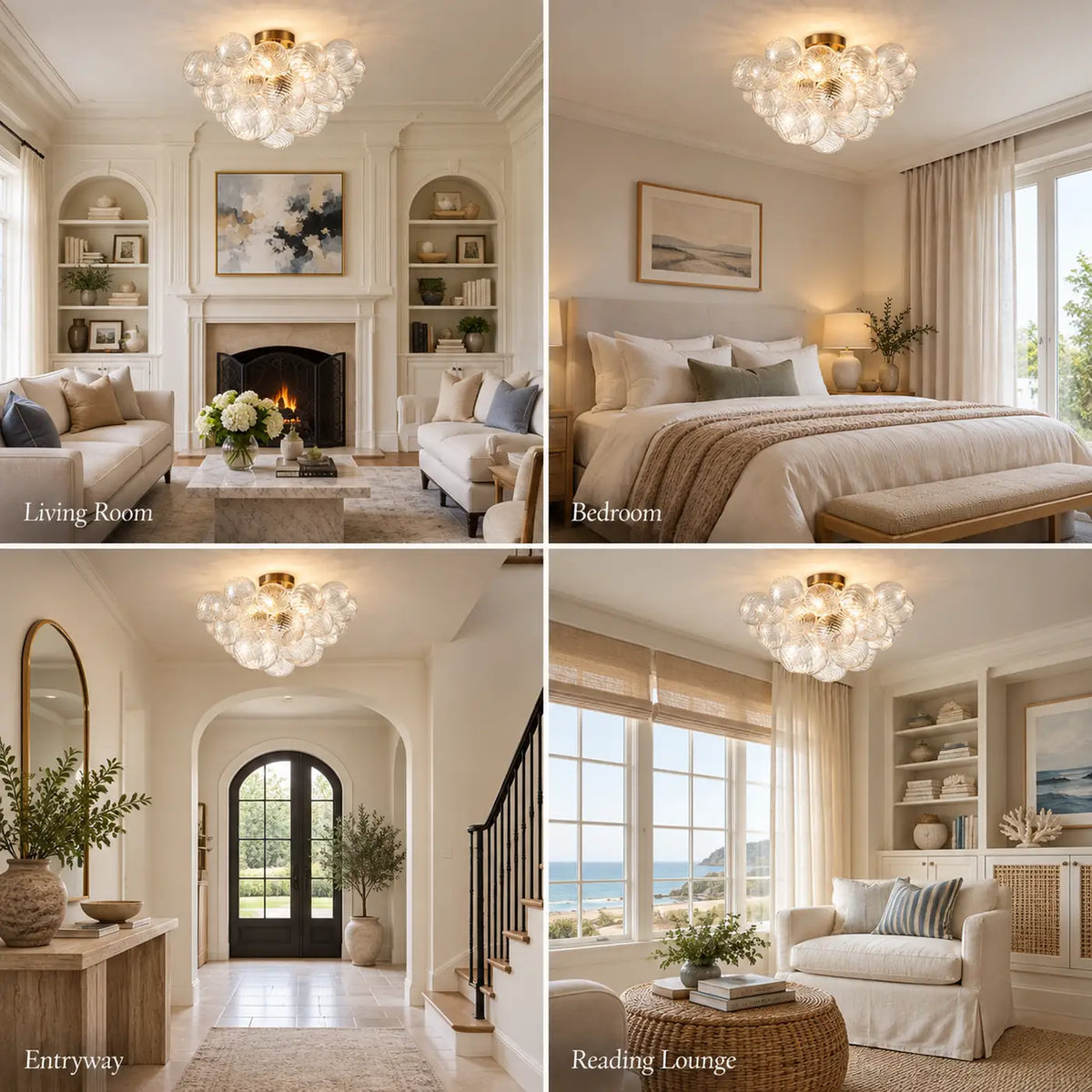 Alya Flush Mount Bubble Chandelier Modern Chandelier