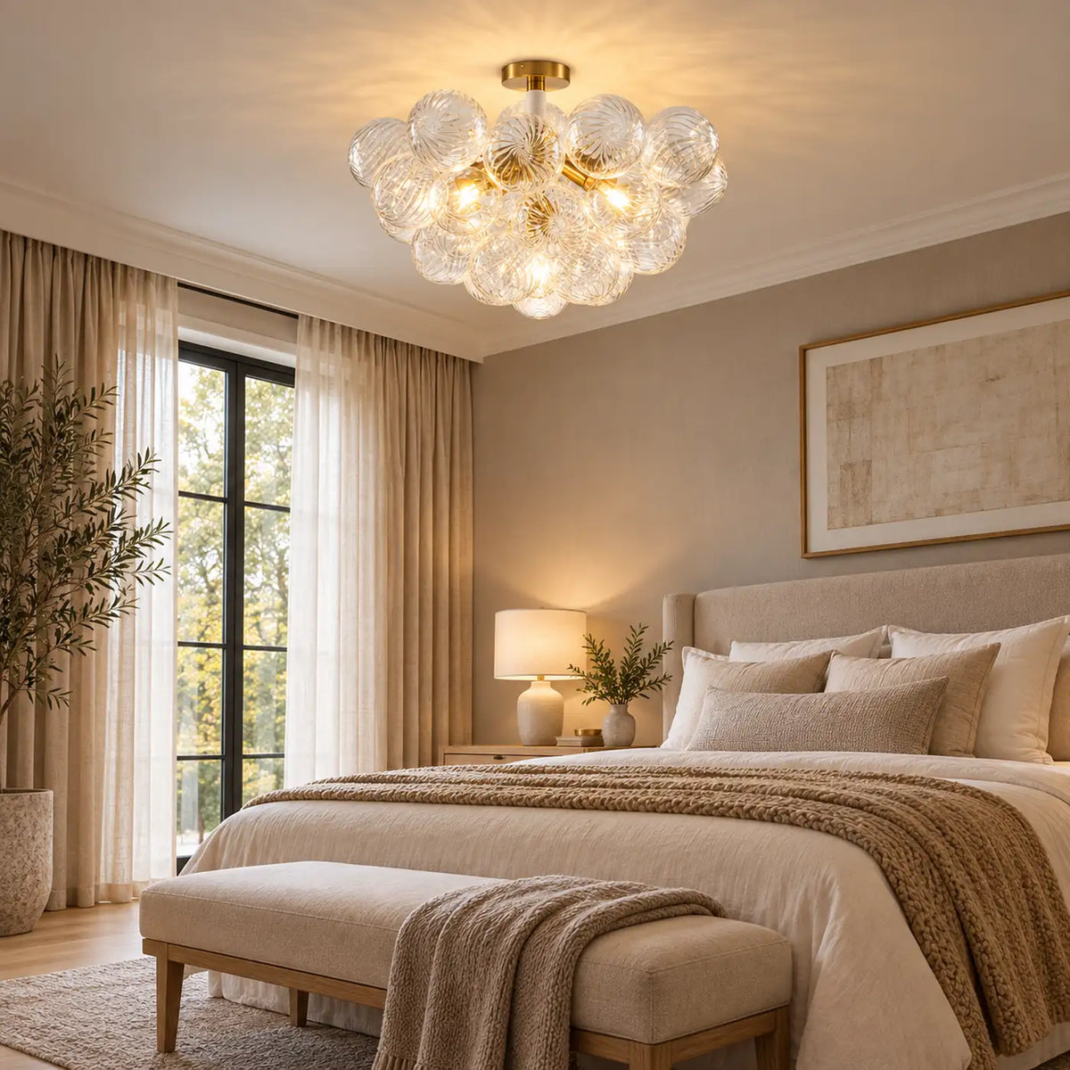 Alya Flush Mount Bubble Chandelier Modern Chandelier