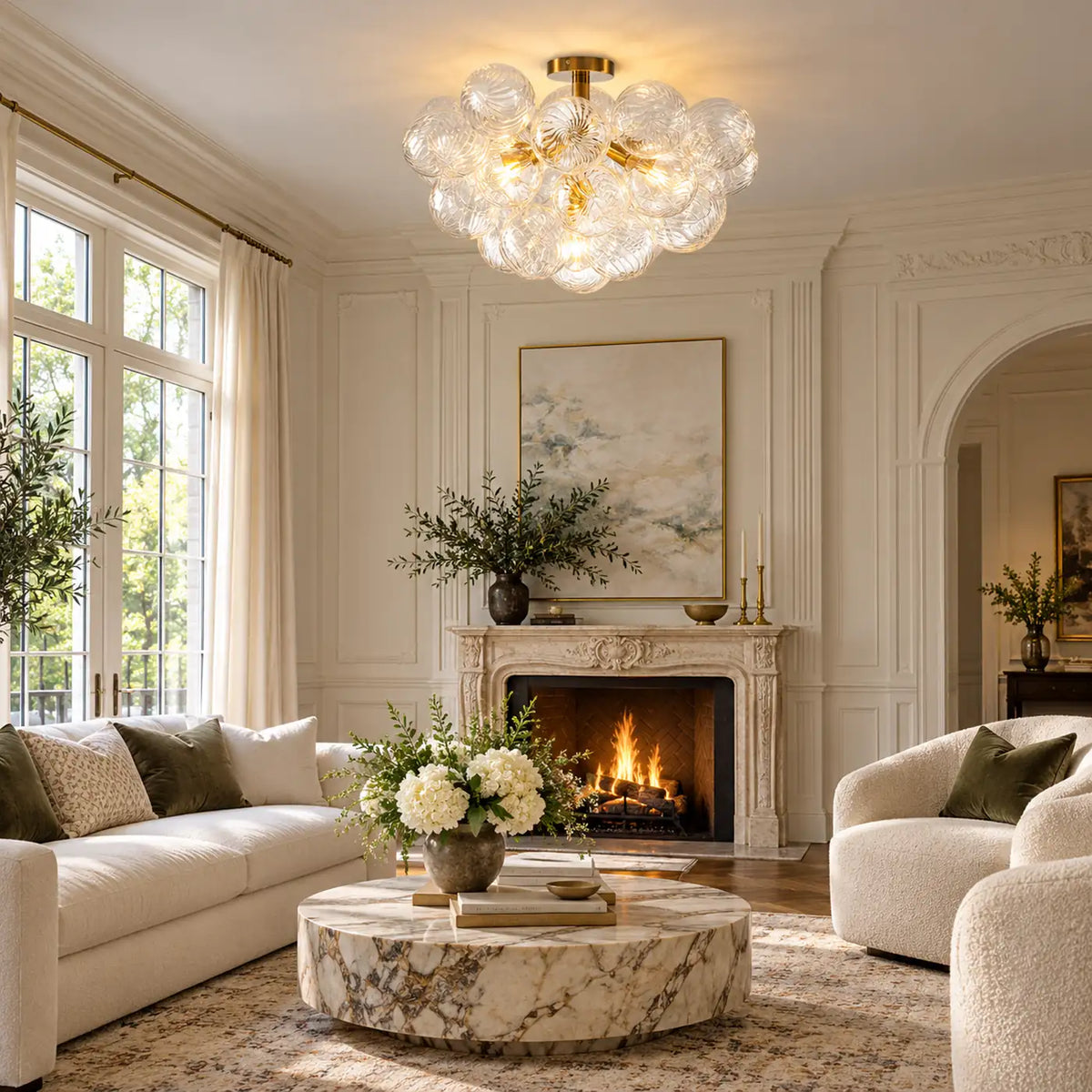 Alya Flush Mount Bubble Chandelier Modern Chandelier