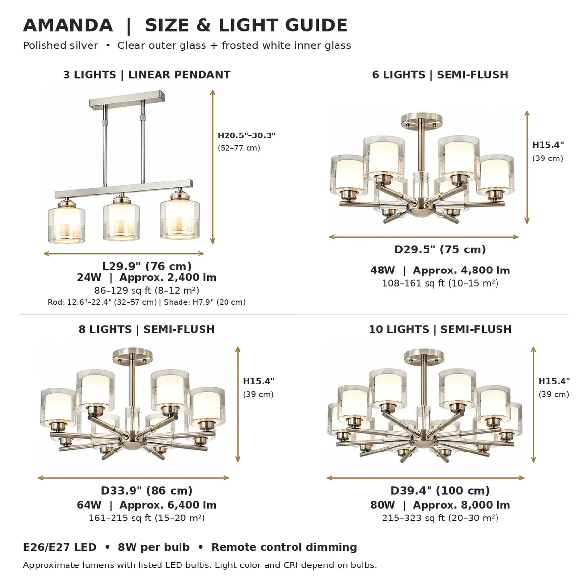 Amanda Modern Silver Chandelier Modern Chandelier