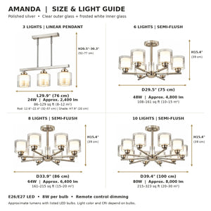 Amanda Modern Silver Chandelier Modern Chandelier