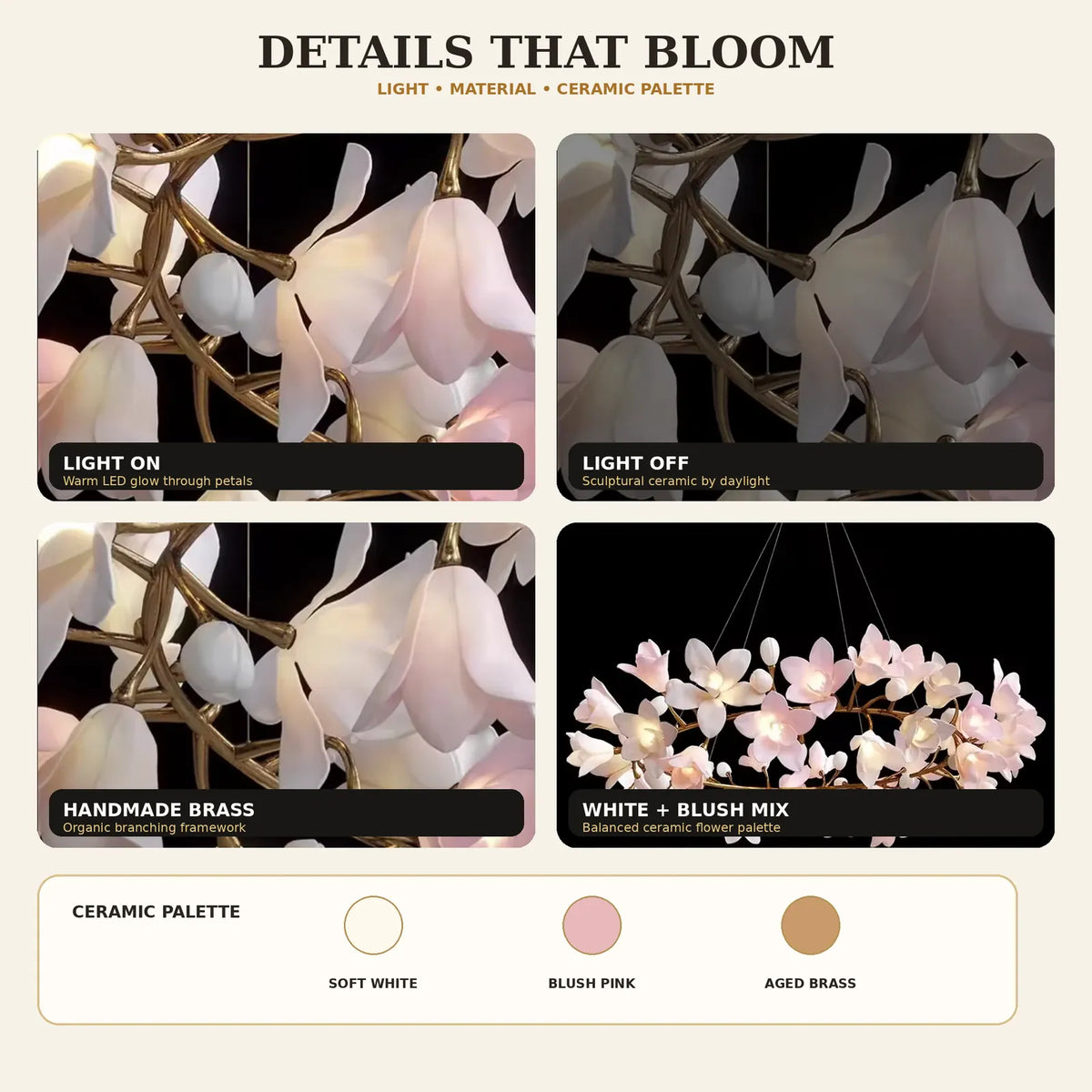 Amarante Floral Branch Ring Chandelier Modern Chandelier