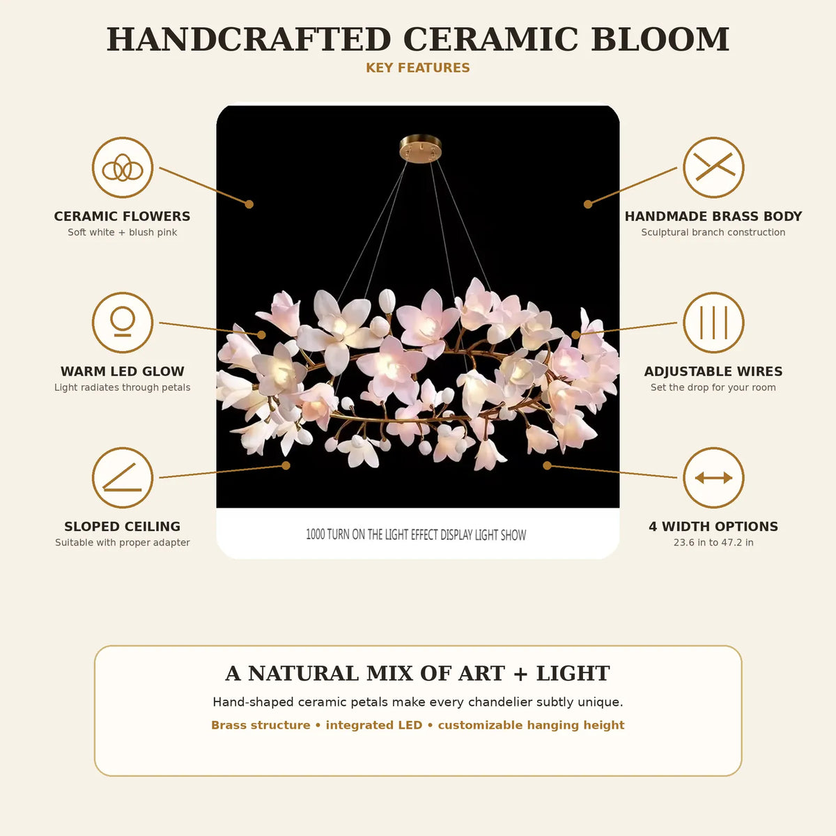 Amarante Floral Branch Ring Chandelier Modern Chandelier