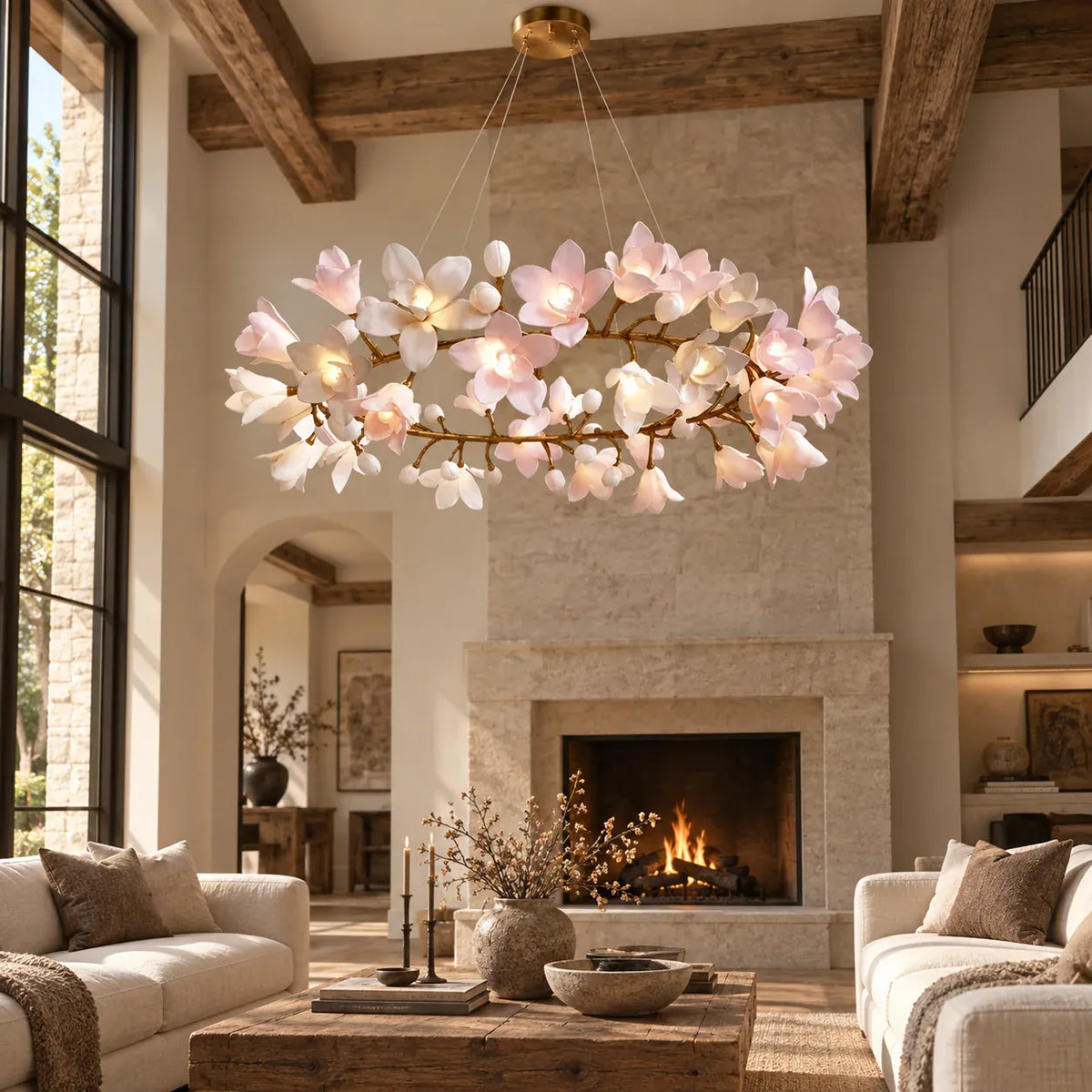 Amarante Floral Branch Ring Chandelier Gold / D23.6" (60 cm) / Warm Light 2700K Modern Chandelier