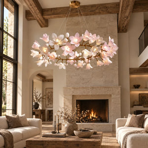 Amarante Floral Branch Ring Chandelier Gold / D23.6" (60 cm) / Warm Light 2700K Modern Chandelier
