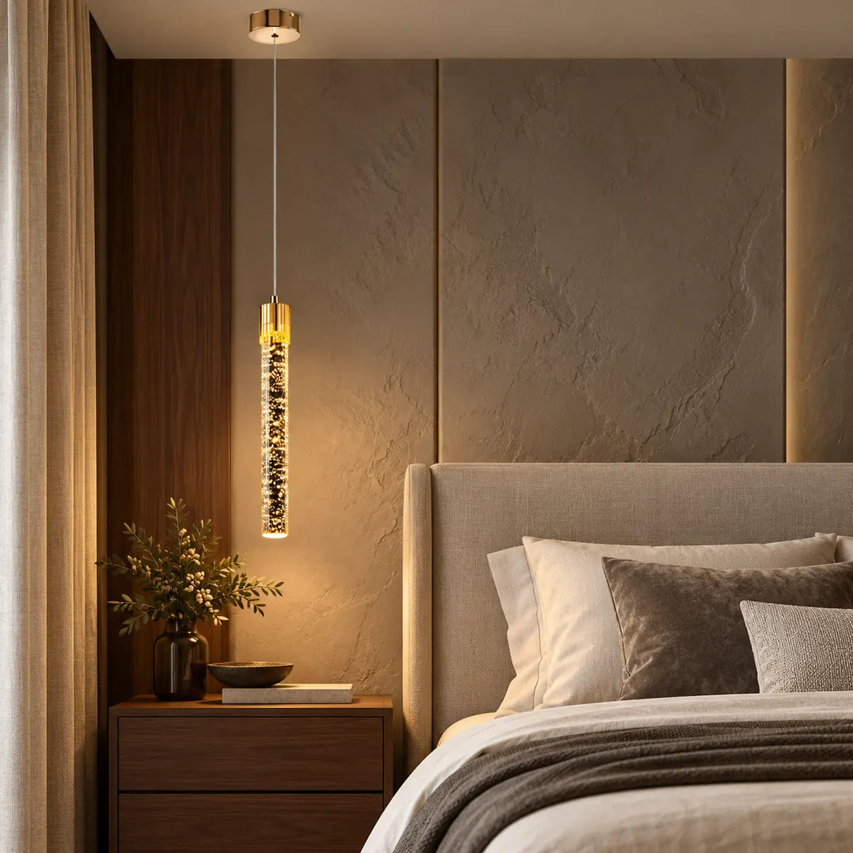 Angel Crystal Bedside Pendant Light Gold / 1 / Warm White 3000K Modern Chandelier