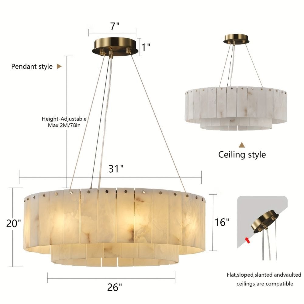 Angie Alabaster Round Chandelier Modern Chandelier