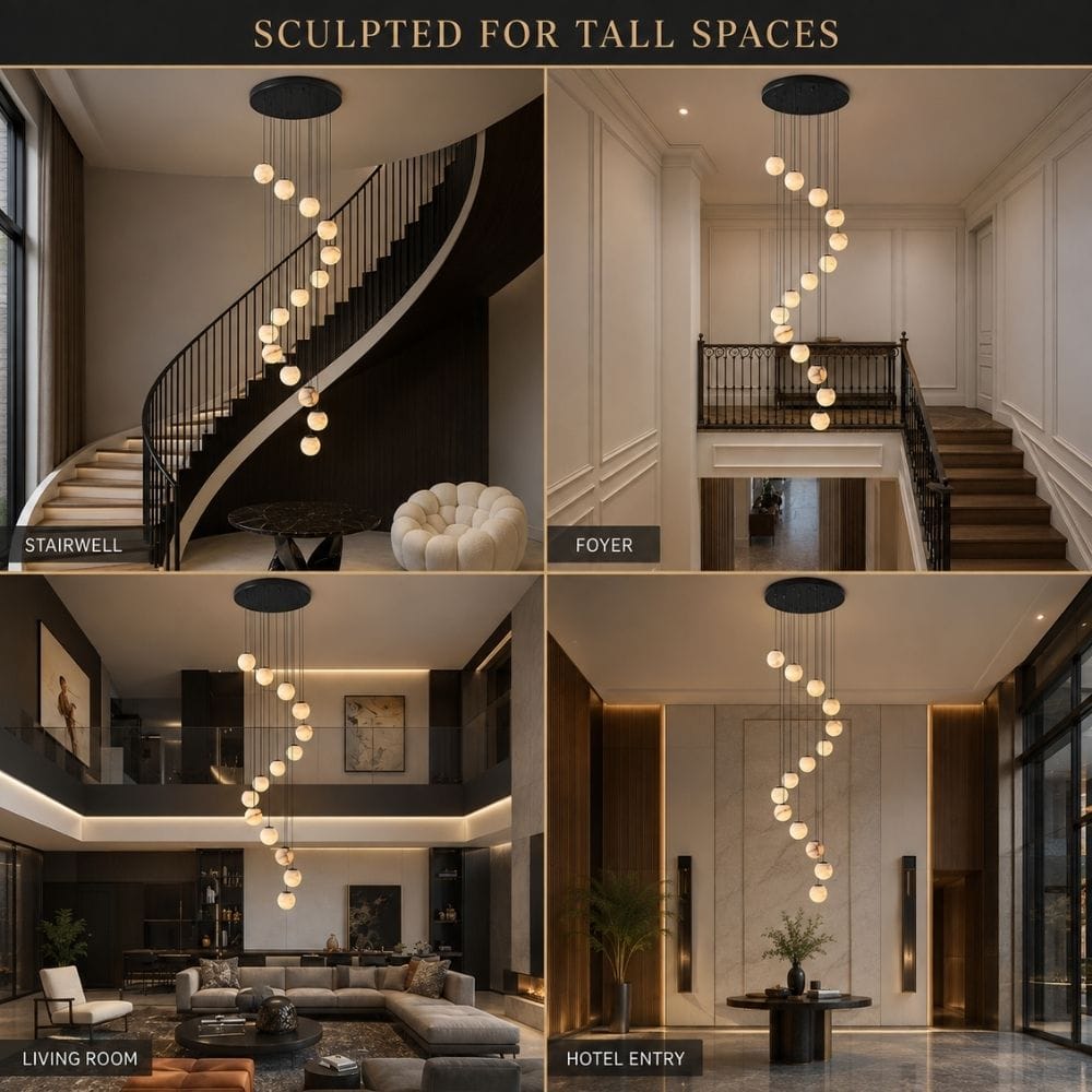 Anne Staircase Alabaster Chandelier Modern Chandelier