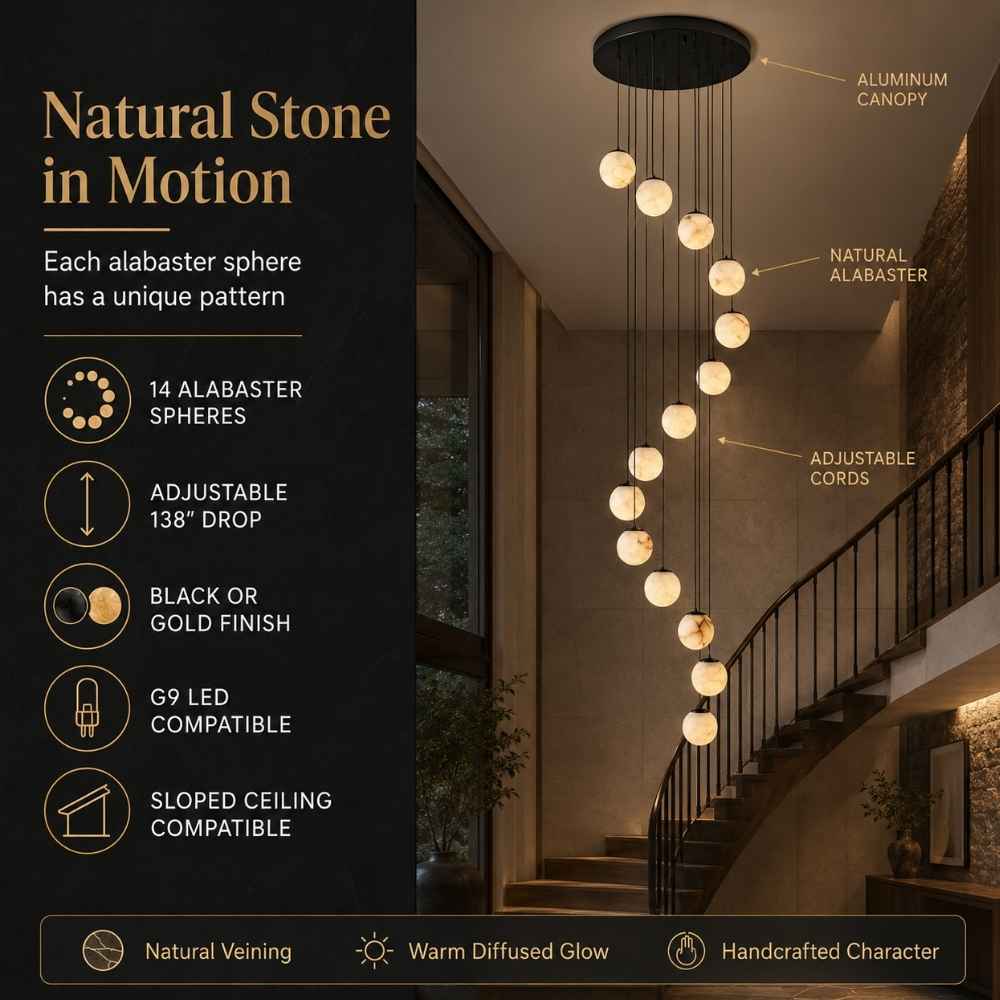 Anne Staircase Alabaster Chandelier Modern Chandelier