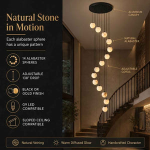Anne Staircase Alabaster Chandelier Modern Chandelier