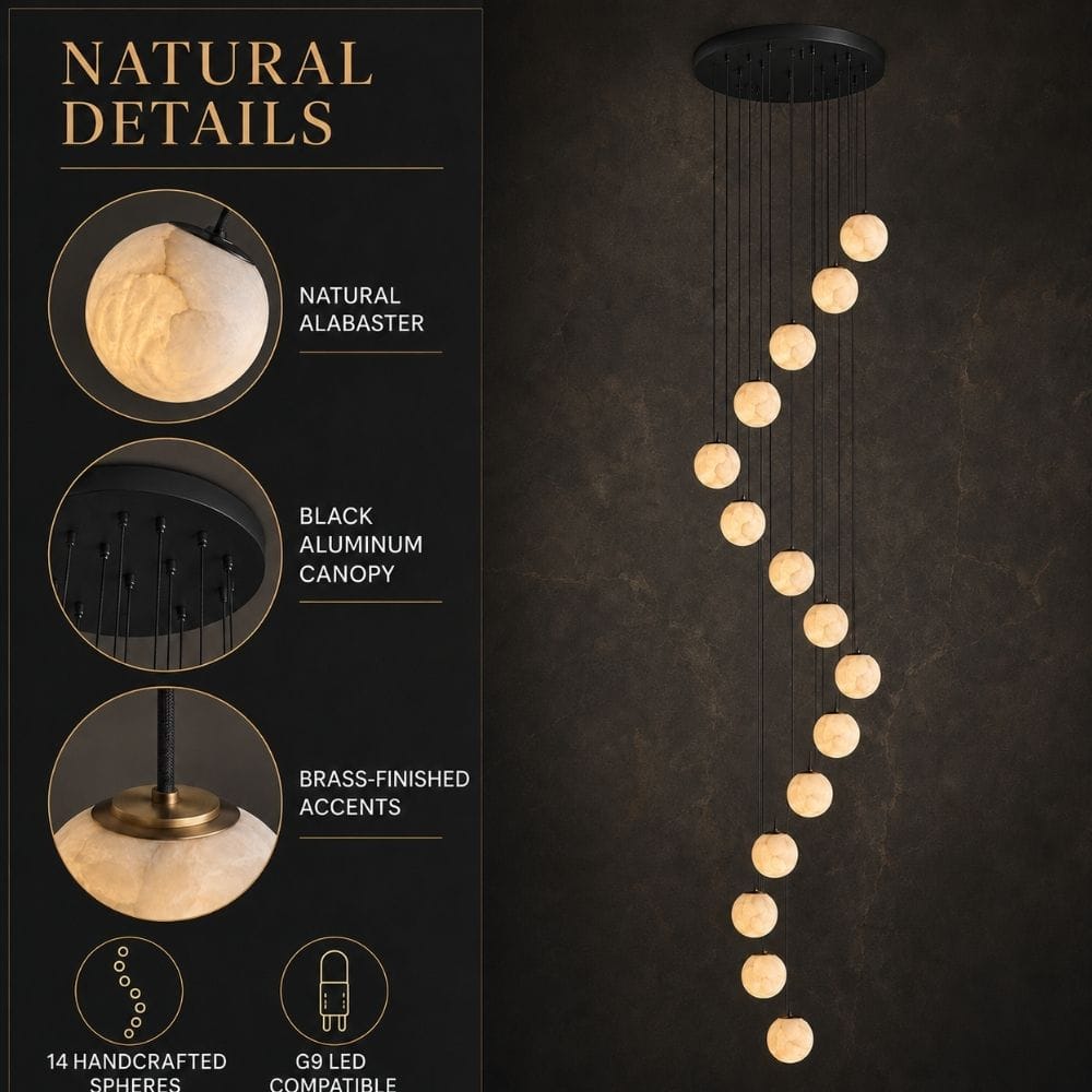 Anne Staircase Alabaster Chandelier Modern Chandelier