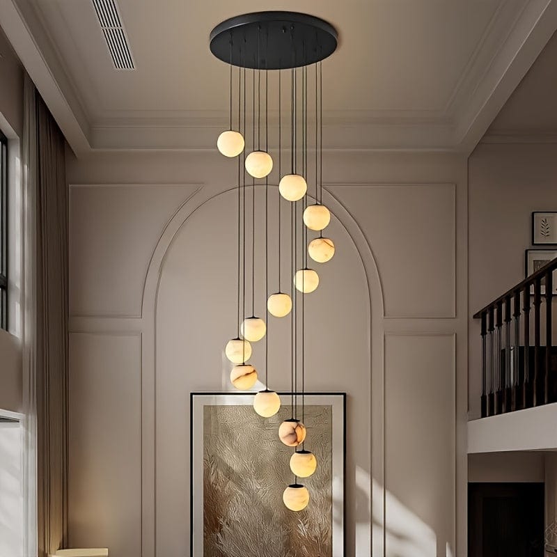 Anne Staircase Alabaster Chandelier Black Modern Chandelier