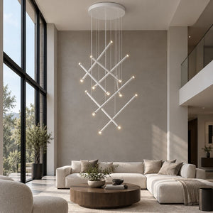 Apex Modern Staircase Chandelier White / 8 / Warm White 3000K Modern Chandelier