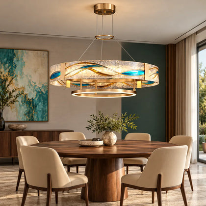 Aqualisse Modern Glass Ring Chandelier 17.7" (45 cm) / Warm Light 2700K Modern Chandelier