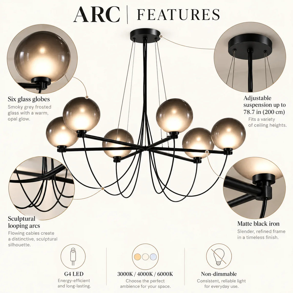 Arc Modern Black Chandelier Modern Chandelier