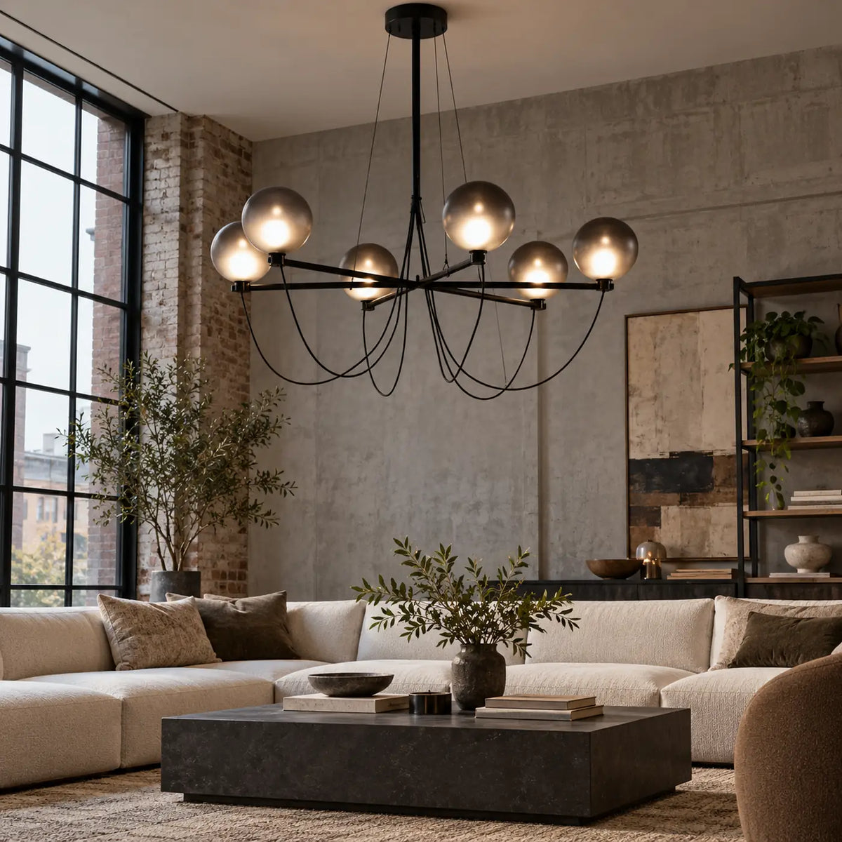 Arc Modern Black Chandelier Warm White 3000K Modern Chandelier