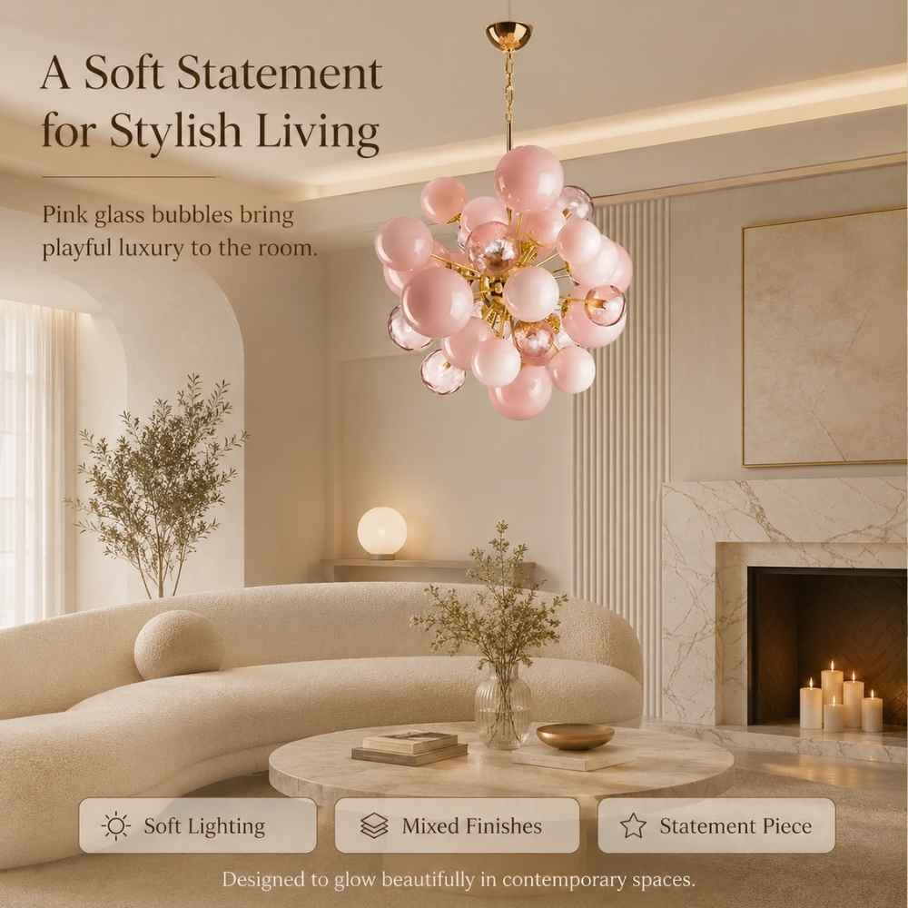 Art Modern Pink Bubble Chandelier Modern Chandelier