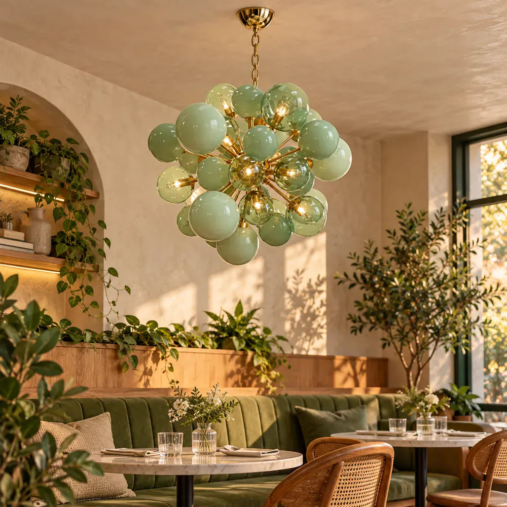 Art Modern Pink Bubble Chandelier Green / Warm Light 2700K Modern Chandelier