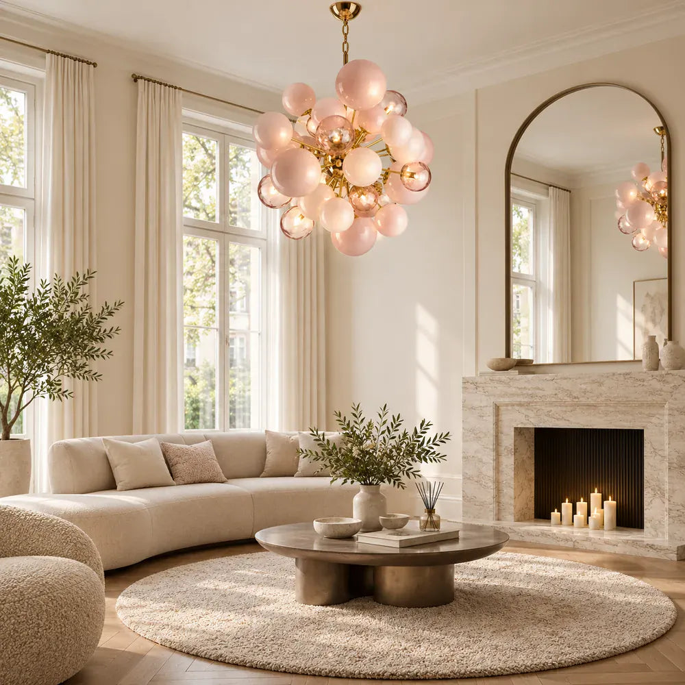 Art Modern Pink Bubble Chandelier Pink / Warm Light 2700K Modern Chandelier