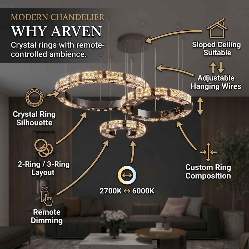 Arven Modern Crystal Ring Chandelier Modern Chandelier