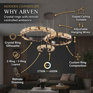 Arven Modern Crystal Ring Chandelier Modern Chandelier
