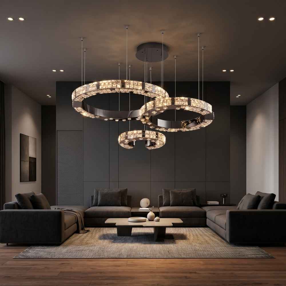 Arven Modern Crystal Ring Chandelier 3-Medium / Warm White 2700K Modern Chandelier