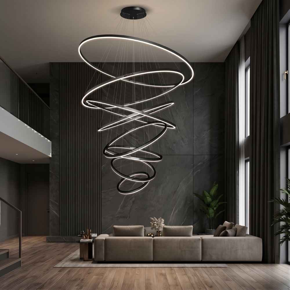 Asty Modern Ring Led Chandelier Black / 3 / Warm Light 3000K Modern Chandelier