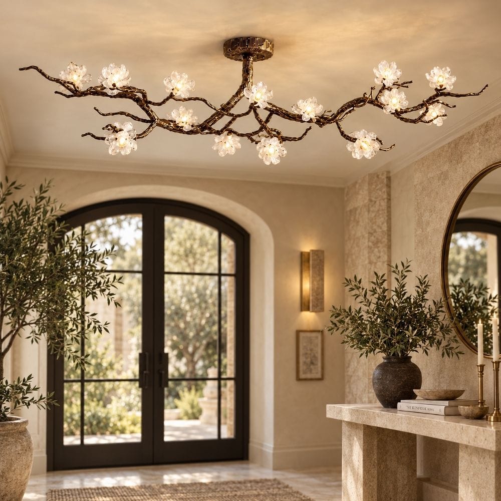Atita Flush Mount Branch Chandelier Antique Gold / Warm Light 3000K Modern Chandelier
