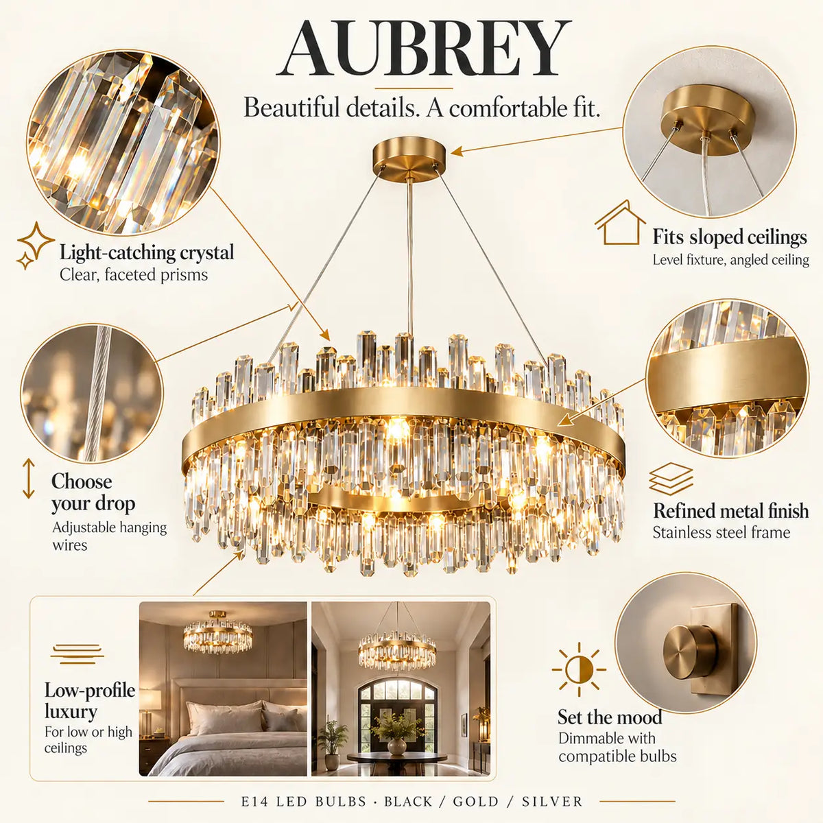 Aubrey Luxury Crystal Chandelier Modern Chandelier