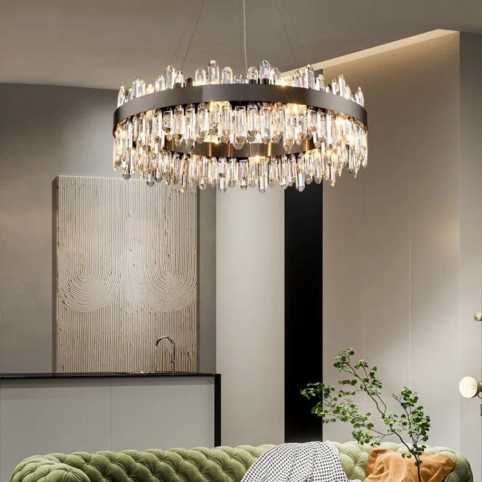 Aubrey Luxury Crystal Chandelier black variant compact two-tier modern luxury