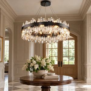 Aubrey Luxury Crystal Chandelier Black / Round 31.50" (80 cm) / Cool White 6000K Modern Chandelier