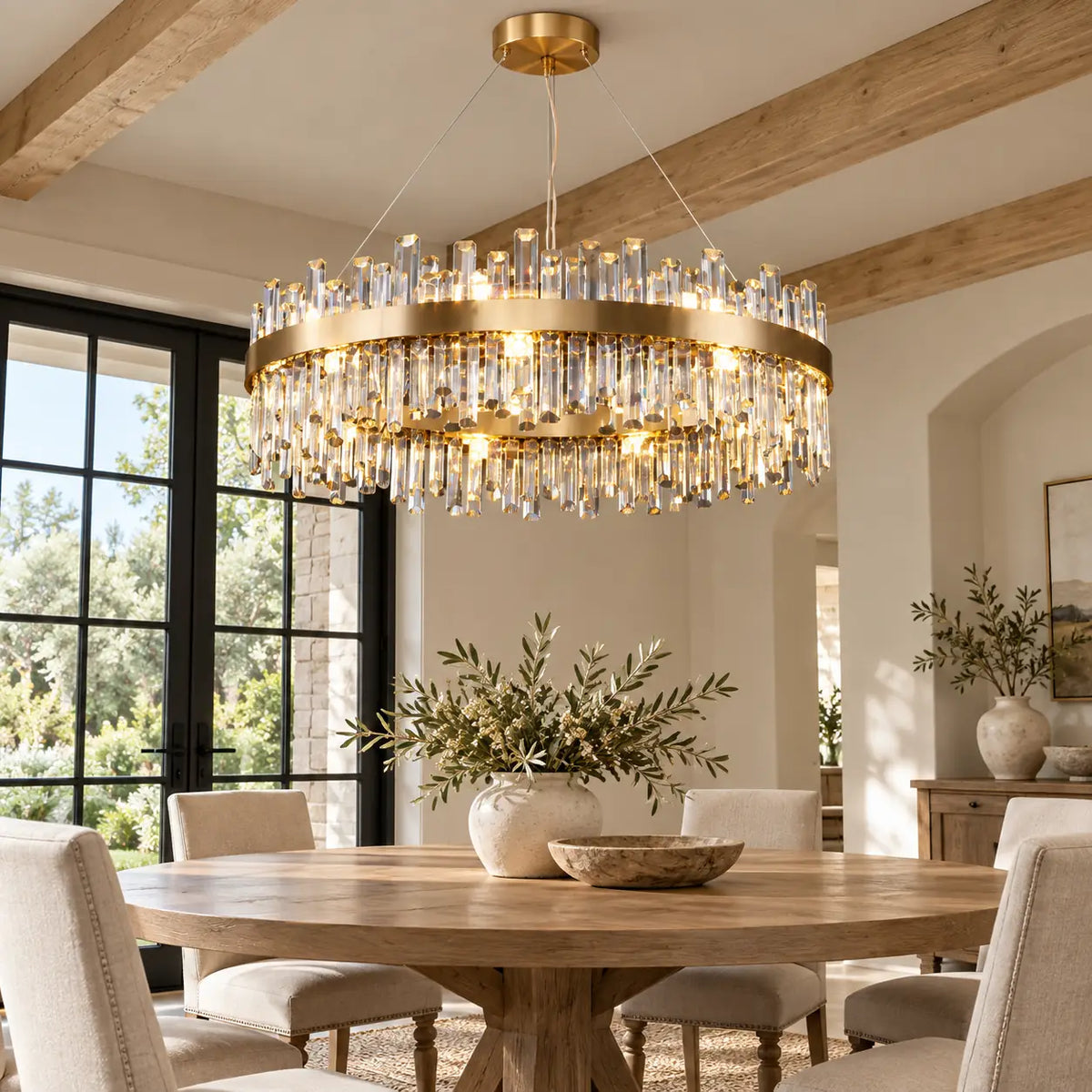 Aubrey Luxury Crystal Chandelier Gold / Round 23.62" (60 cm) / Warm White 3000K Modern Chandelier