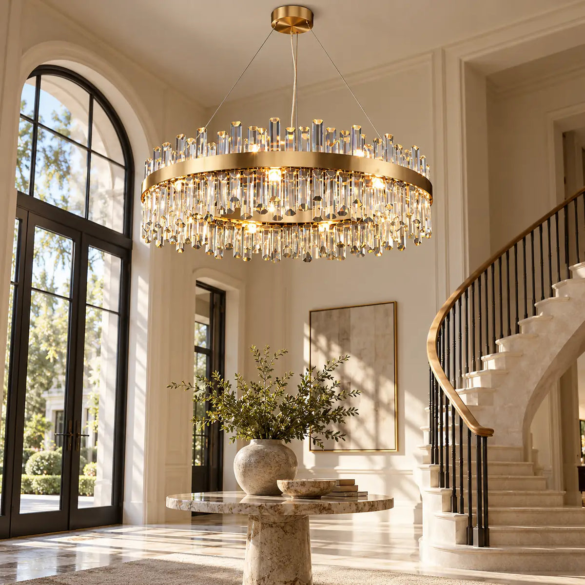 Aubrey Luxury Crystal Chandelier Gold / Round 31.50" (80 cm) / Cool White 6000K Modern Chandelier