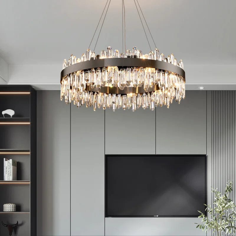 Aubrey Luxury Crystal Chandelier Silver / Round 19.69" (50 cm) / Warm White 3000K Modern Chandelier