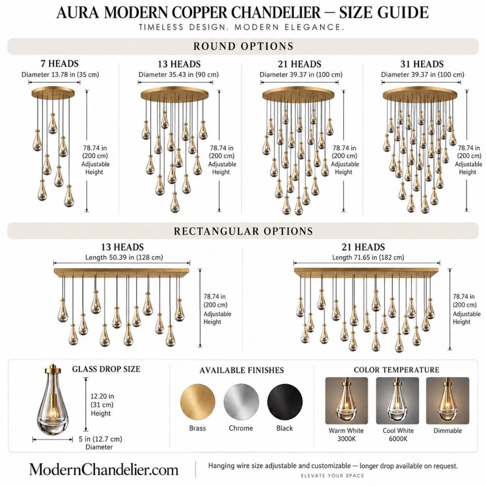 Aura Modern Copper Chandelier Modern Chandelier