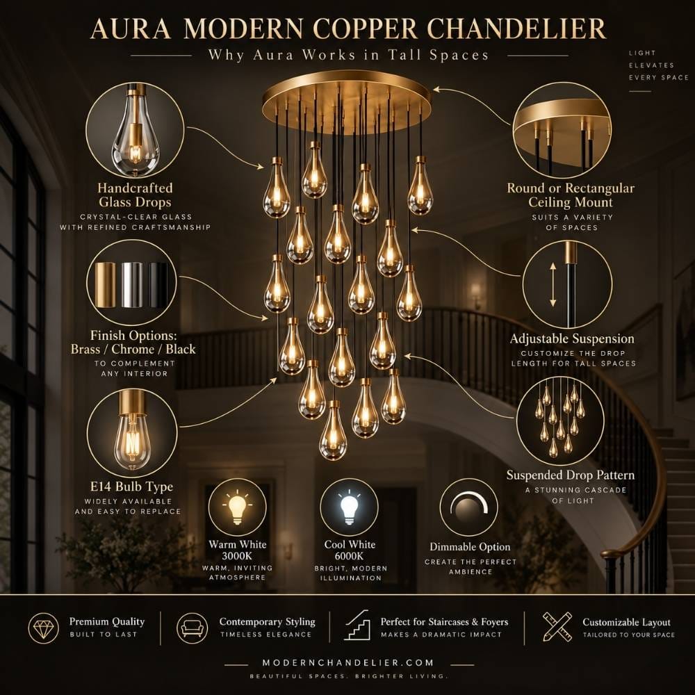 Aura Modern Copper Chandelier Modern Chandelier