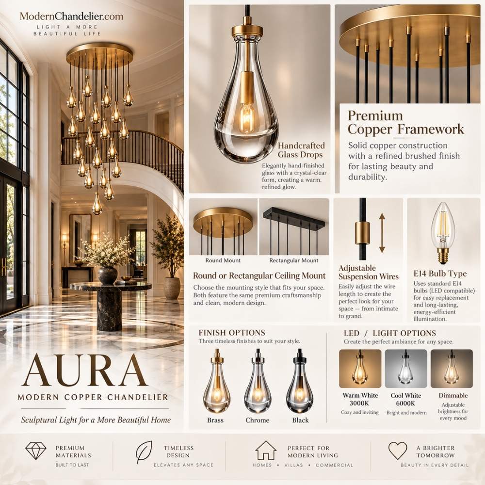 Aura Modern Copper Chandelier Modern Chandelier