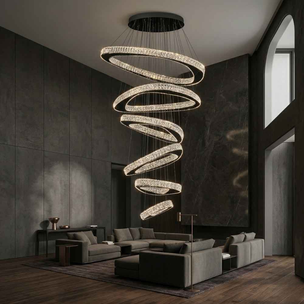 Aureli Crystal Spiral Chandelier Medium / Warm White 3000K Modern Chandelier