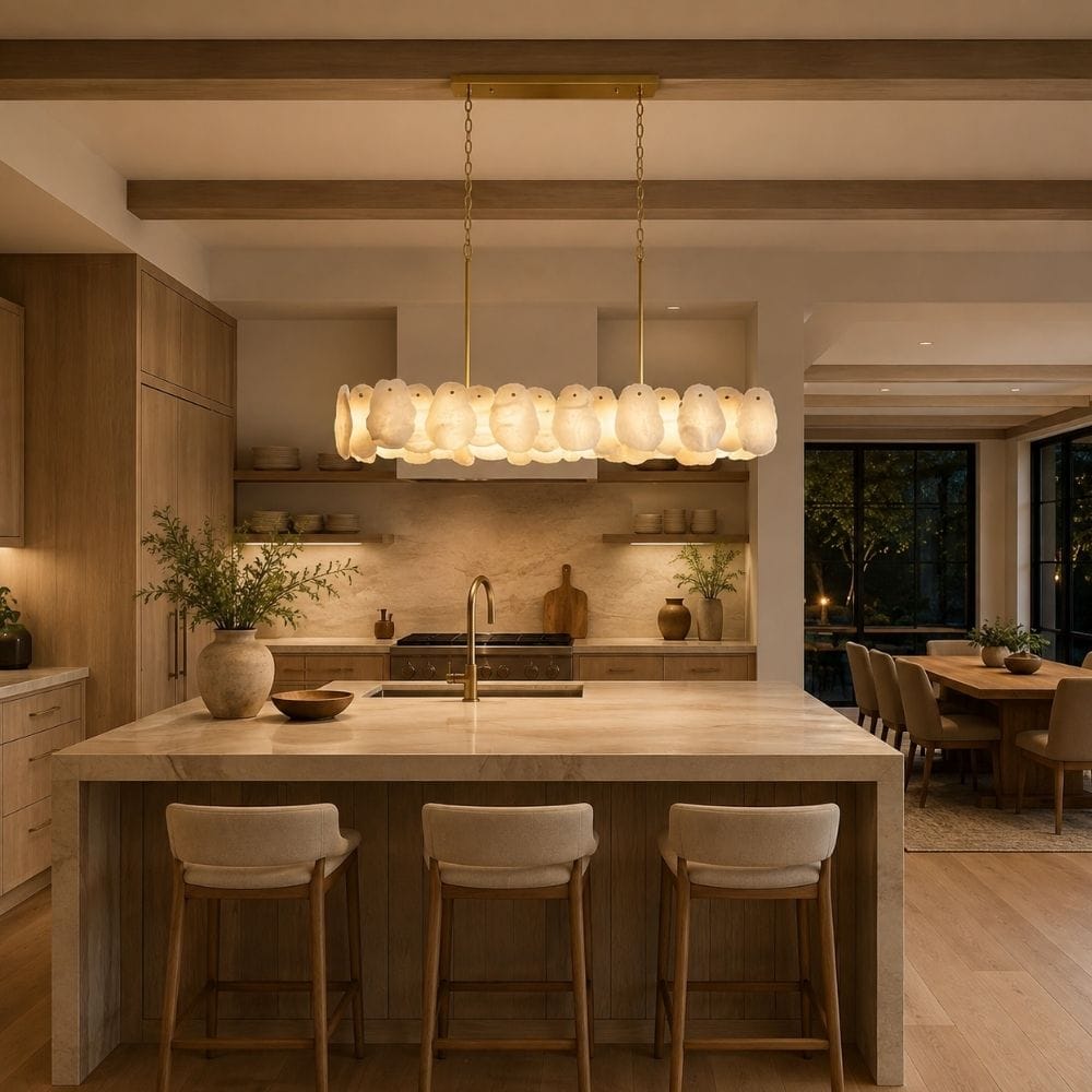 Aurelia Natural Alabaster Chandelier L58" Modern Chandelier