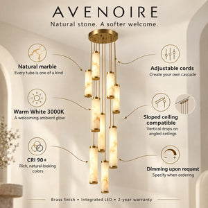 Avenoire Cascading Alabaster Stairwell Chandelier Modern Chandelier