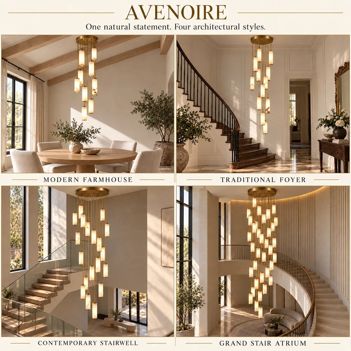 Avenoire Cascading Alabaster Stairwell Chandelier Modern Chandelier