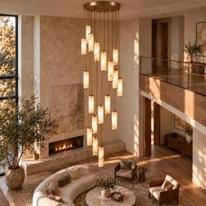 Avenoire Cascading Alabaster Stairwell Chandelier 18 / Warm Light 2700K Modern Chandelier