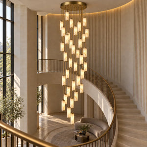 Avenoire Cascading Alabaster Stairwell Chandelier 35 / Warm Light 2700K Modern Chandelier