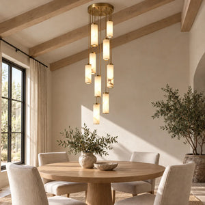 Avenoire Cascading Alabaster Stairwell Chandelier 9 / Warm Light 2700K Modern Chandelier