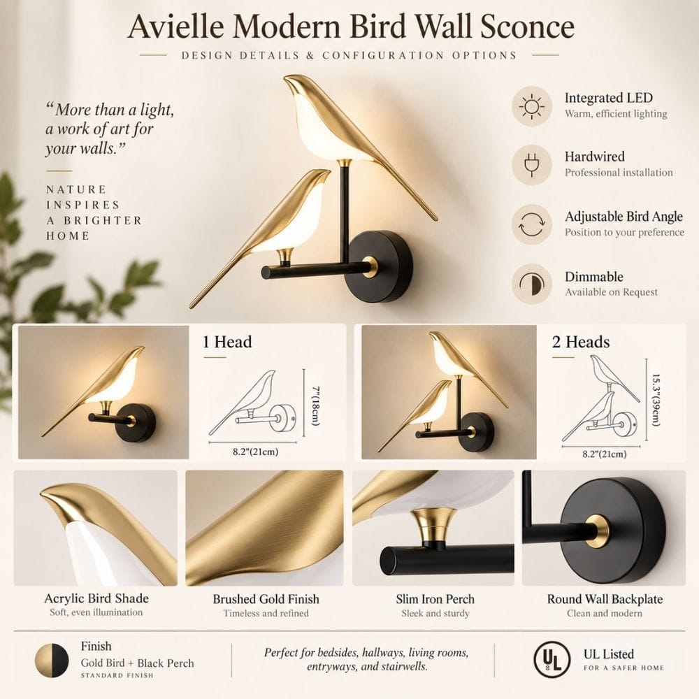 Avielle Modern Bird Wall Sconce Modern Chandelier